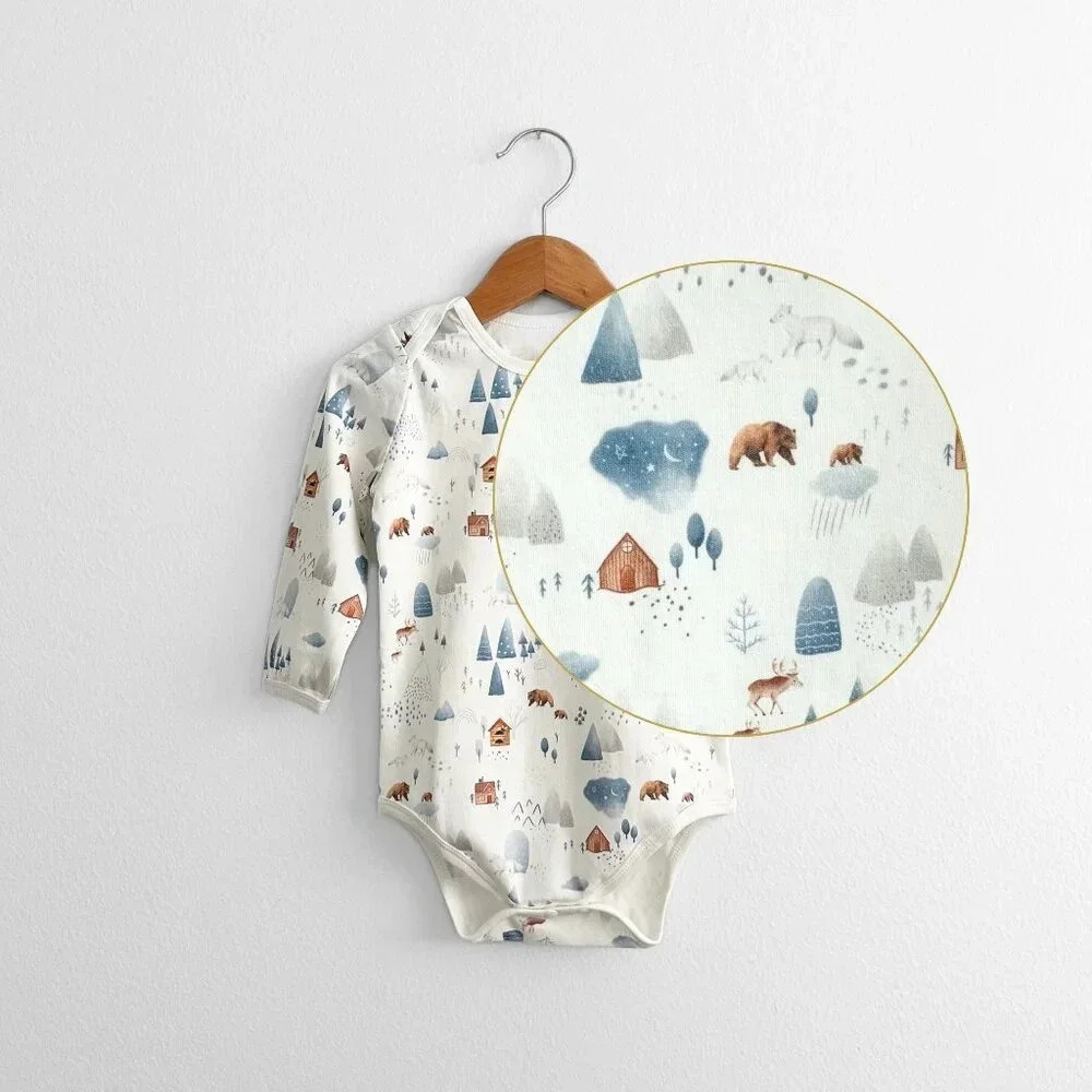 NWT Cute Unisex Long Sleeve Baby Onesie One-Piece Romper Bears & Friends 9-12M